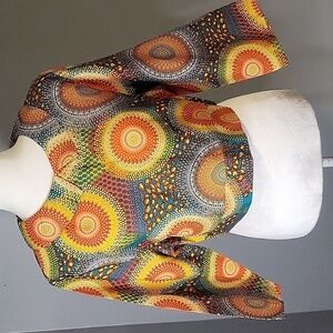 For Her NYC Back Zip 3/4 Sleeve 70's Look Crop Top - Size XL
